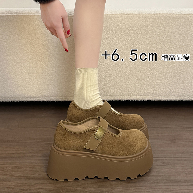 松糕厚底增高魔术贴浅口勃肯鞋女鞋2026新款春季玛丽珍单鞋乐福鞋,女鞋,勃肯鞋/软木鞋,淘宝优惠券,粉丝福利购,淘宝优惠卷