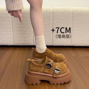 小个子百搭单鞋 松糕厚底勃肯鞋 欧货增高7cm乐福鞋 新款 女2026春季
