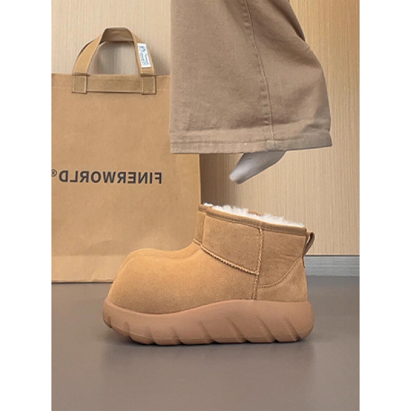 卡皮巴拉雪地靴加绒保暖棉鞋