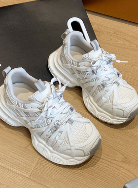 巴黎厚底增高老爹鞋女2025新款秋季休闲运动鞋网面透气跑步女鞋子