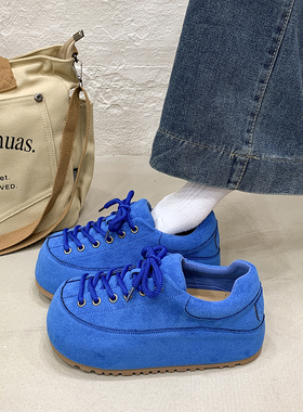 丑萌大头内增高勃肯鞋女2026春秋季新款复古系带小个子时尚休闲鞋