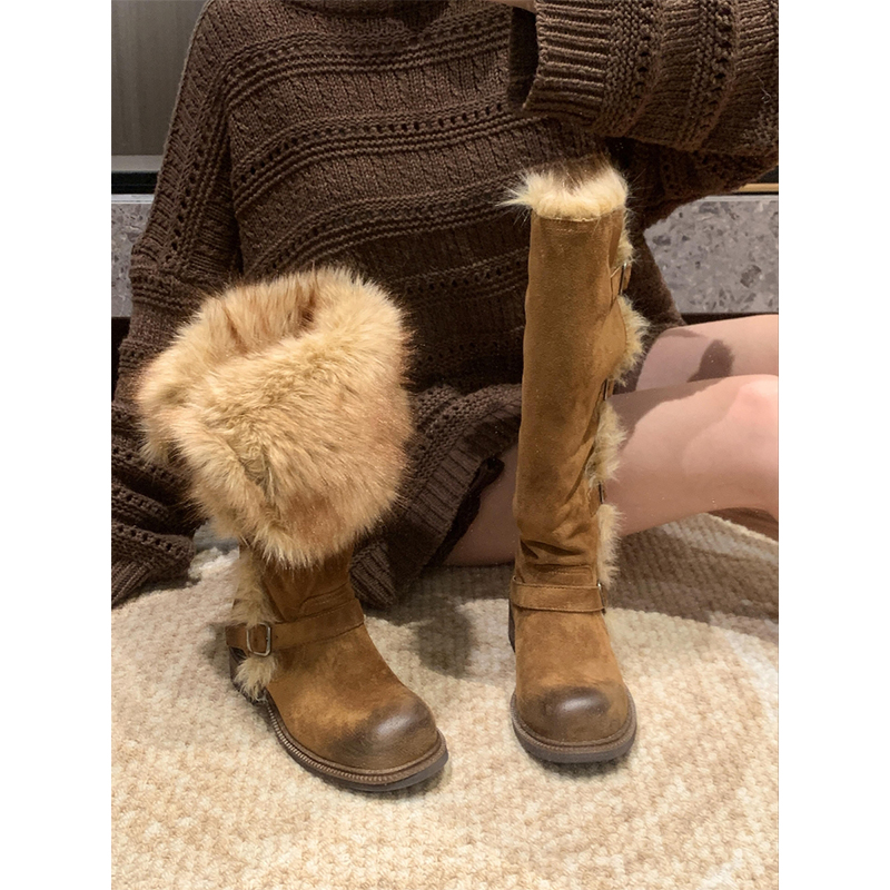 两穿长靴加绒保暖防滑雪地靴