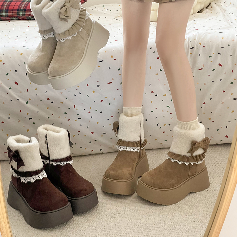 加绒加厚保暖厚底雪地靴女棉鞋