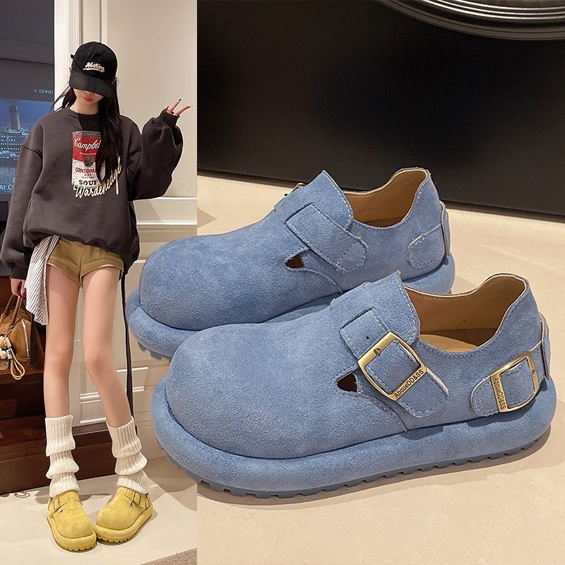 韩系磨砂皮厚底勃肯鞋女2026新款英伦风复古一脚蹬懒人鞋休闲单鞋,女鞋,勃肯鞋/软木鞋,淘宝优惠券,粉丝福利购,淘宝优惠卷