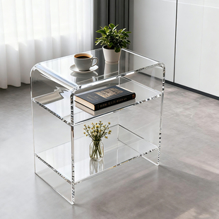 亚克力床头柜现代简约小型透明床边柜置物架卧室轻奢收纳创意边几