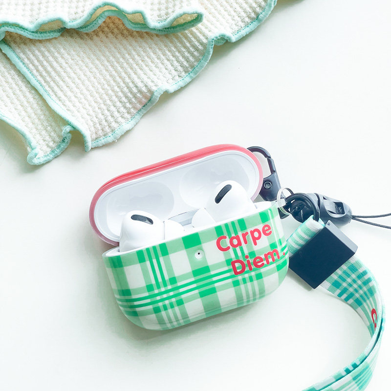 青桃原创绿格子AirPods pro保护壳 撞色简约ins风苹果3代无线耳机外壳 复古小众pro2硅胶软壳保护套,3C数码配件,耳机保护套,淘宝优惠券,粉丝福利购,淘宝优惠卷