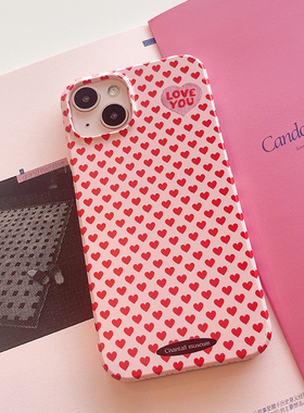 青桃原创爱心波点苹果14pro手机壳 iPhone13mini 14promax趣味保护壳 可爱少女ins风 12/14pro菲林硬壳