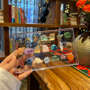 天然水晶矿石原石菊石化石科普收藏标本生日礼物套装透明文艺摆件