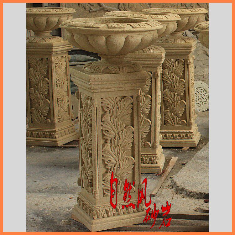 自然风砂岩浮雕玻璃钢花钵喷水花盆园林沙岩雕塑楼盘小区装修材料|ruв категории основы строительных материалов, песчаник, песчаник резьба - от Buy2taobao.com для оказания профессиональной услуги покупки агента Taobao