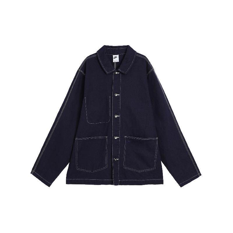 Nike 简约品牌小logo刺绣舒适翻领运动休闲夹克外套 男款 海