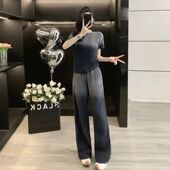 2026新款 阔腿长裤 夏天跑步巨好看 薄款 两件套 休闲套装 运动服女款