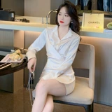 Весеннее дизайнерское платье, корсет, рубашка, французский стиль, изысканный стиль, цвета шампанского, тренд сезона, воротник поло