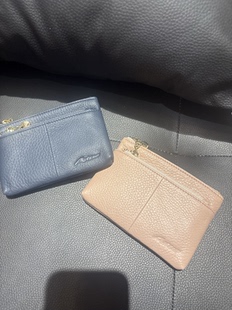 埃索专柜正品H头层牛皮女式小零钱包卡包