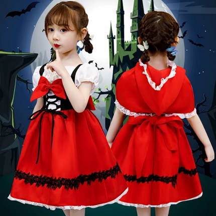 幼儿园儿童小红帽表演舞台服万圣节cosplay女童演出服装公主裙