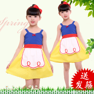 新款儿童白雪公主裙子女宝宝圣诞生日纯棉吊带连衣裙女童演出礼服