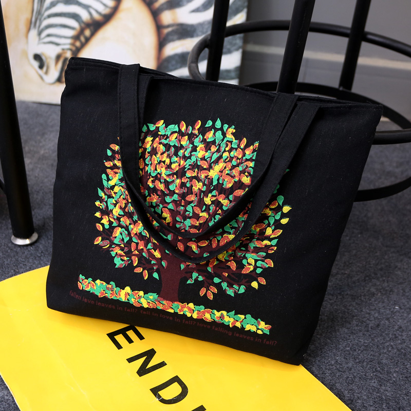 印花帆布单肩手提包袋环保袋