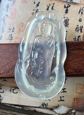 天然岫玉阿弥陀佛吊坠保真通透冰种随型玉石挂件产地直发礼物实拍
