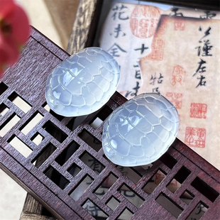 天然岫玉白冰富甲一方吊坠保真荧光仿古男女款 玉石挂件送礼物玉坠