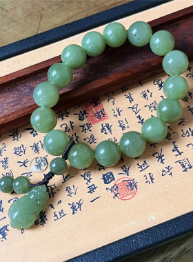 和田玉貔貅圆珠手串男女款百搭