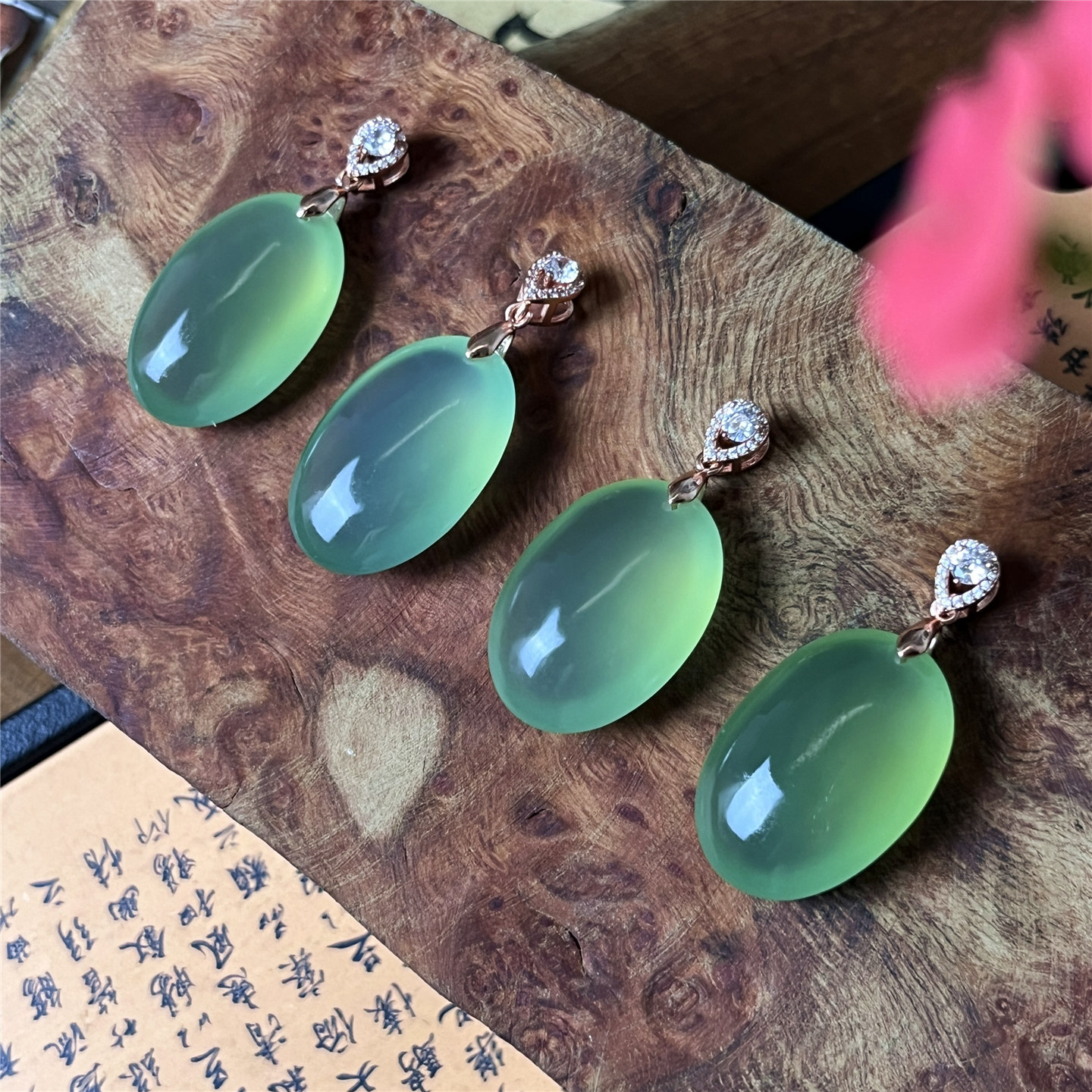 岫玉180料水滴吊坠保真透绿鸽子蛋玉石挂件珠光宝气女款简约大气1