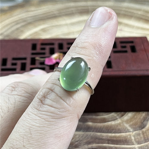 天然岫玉葡萄绿戒指女款活口高通