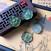 天然岫玉五瓣莲花吊坠保真精致冰绿玉石挂件男女款 玉坠实物拍摄鱼