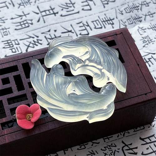 岫玉锦鲤双鱼吊坠男女款情侣玉坠