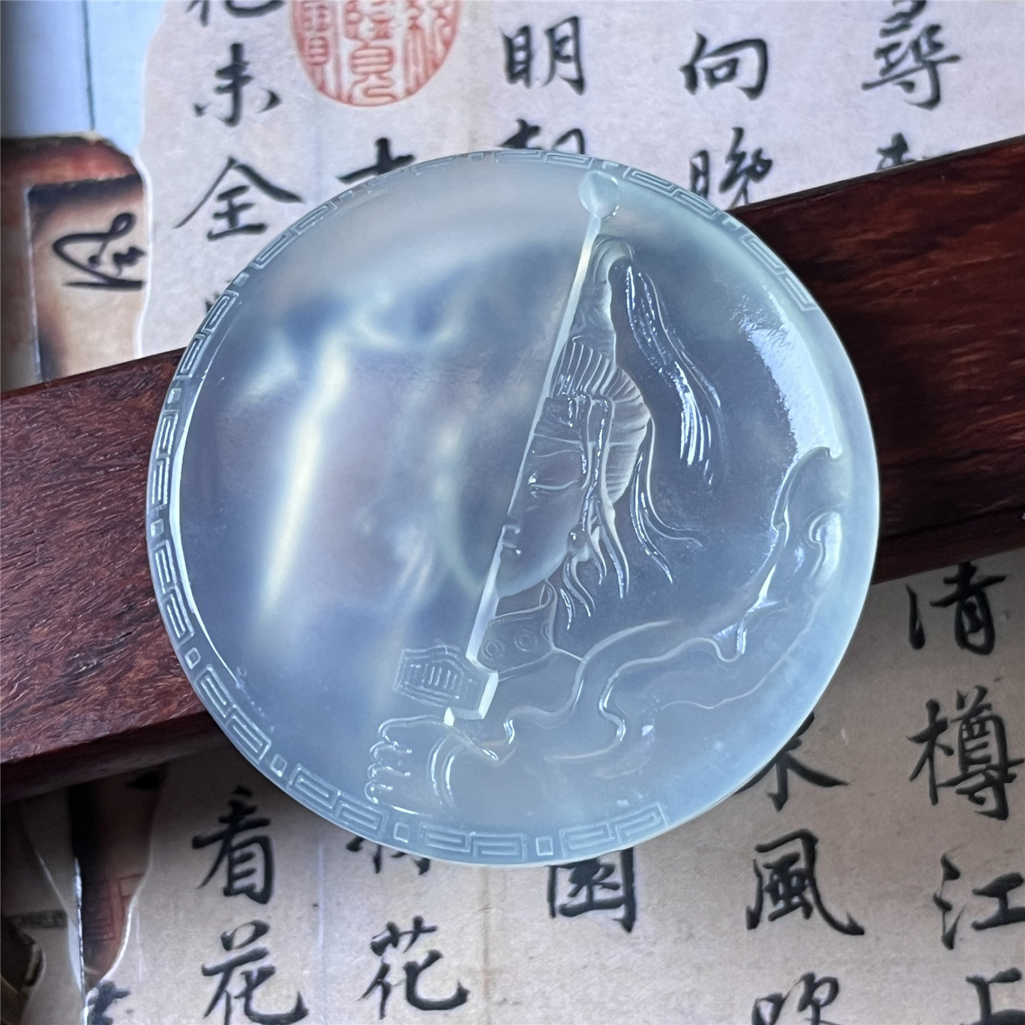 天然岫玉花木兰吊坠保真通透玉石挂件古代人物谁说女子不如男礼物