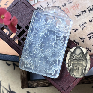天然岫岩玉九龙观音吊坠高透高冰玉石挂件精雕刻九龙护主手工玉坠