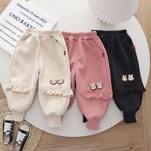 女童加绒裤子外穿一体绒保暖长裤