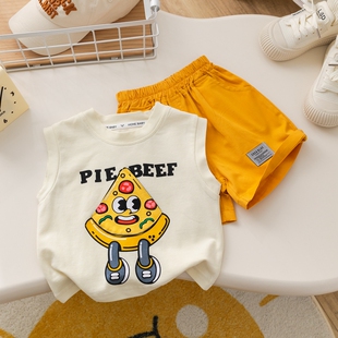 男童夏季薄款卡通无袖套装2026新款儿童韩版背心短裤两件套小童潮