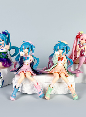 初音未来手办水手服初音二次元美女摆件景品模型坐姿压泡面公仔