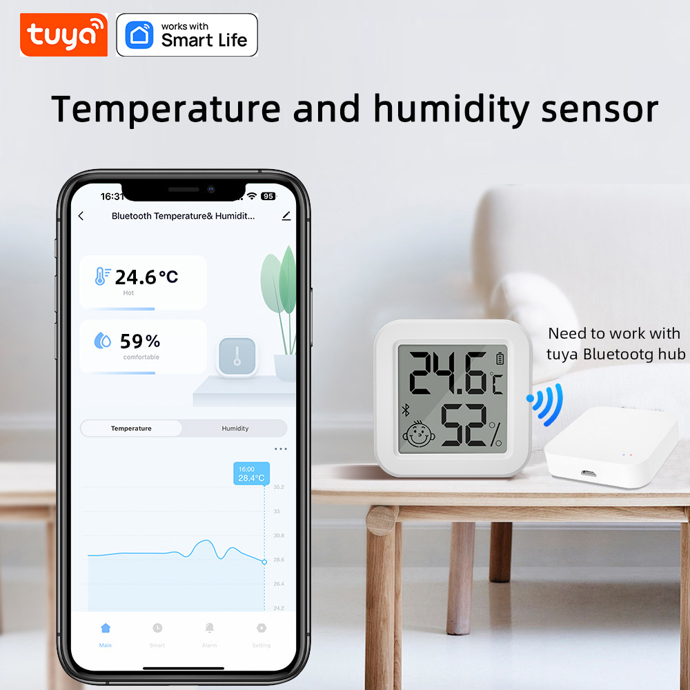 涂鸦蓝牙温湿度探测 器智能家居温度计感应器显示屏 温湿度传感器
