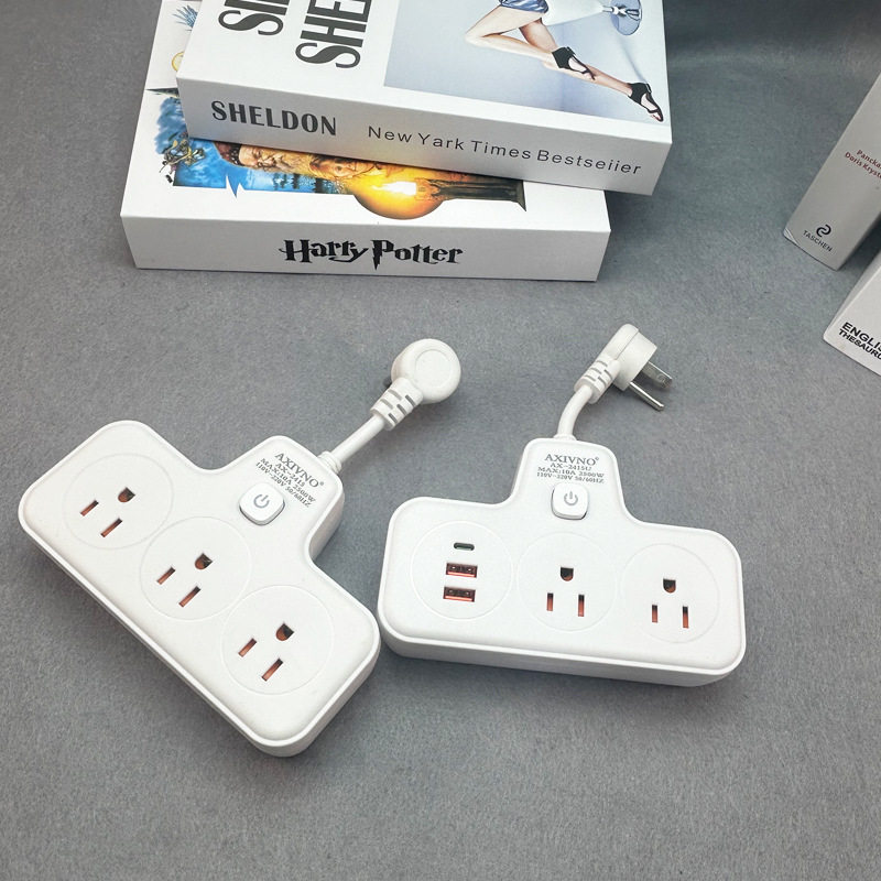 US美标美规扩展插座usb+type-c快充电排插110V台湾一转三转换插头