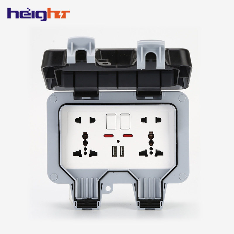 IP66欧规英标多功能双联防水插座