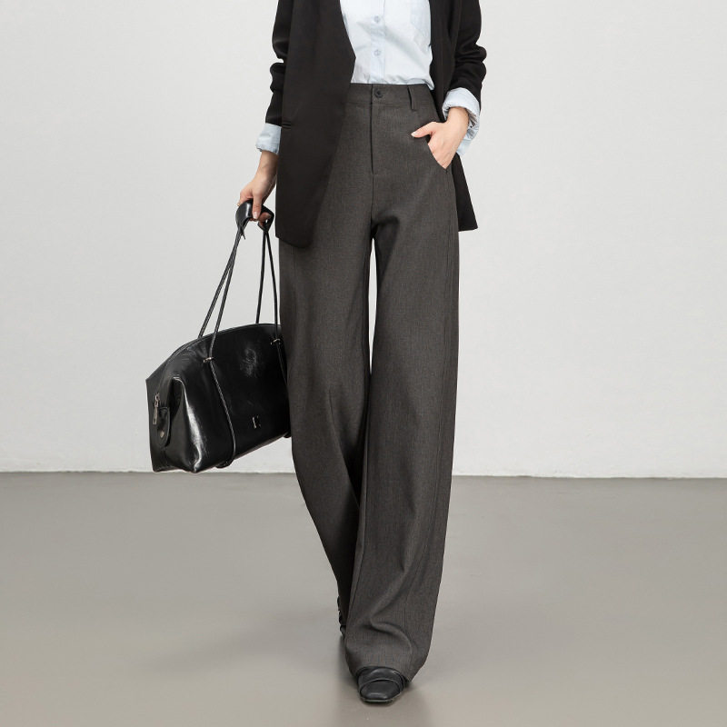 菲尔娅奇黑色直筒高腰西装裤休闲长裤2026秋季新款宽松垂感阔腿裤