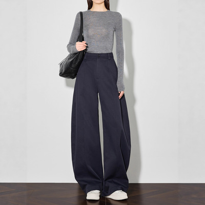 2025秋冬高腰显瘦弯刀阔腿裤女