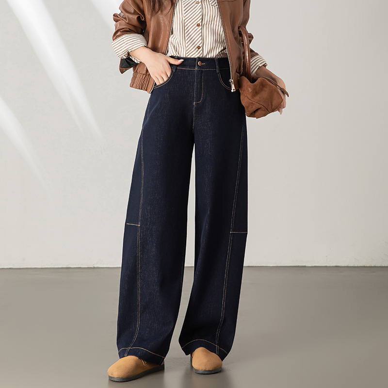 萍语润麻小众设计弯刀牛仔裤女