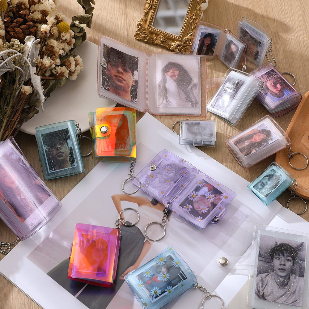 LITTLE DAISY의 새로운 미니 사진 앨범 키체인 포켓 삽입 사진 앨범 ID 사진 저장 앨범 1인치 2인치