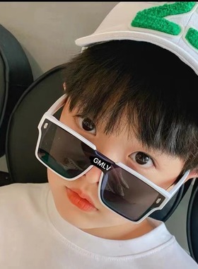 新款韩版时尚复古儿童太阳镜连体大框ins风米钉个性简约舒适墨镜