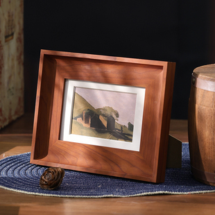 复古实木相框洗照片定制摆台678寸美式 裱a4A3框架 怀旧画框空框装