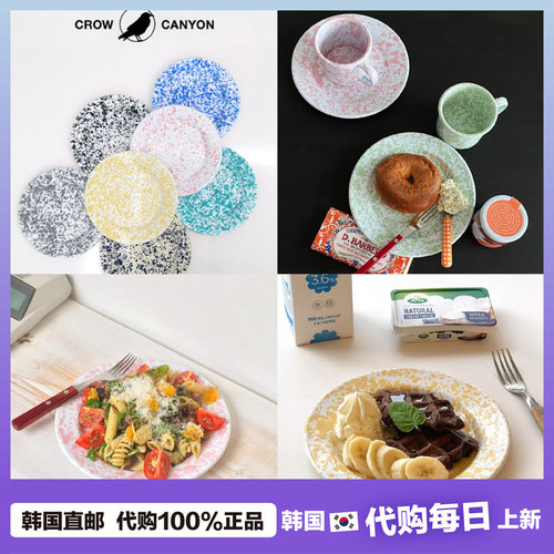 【韩国直邮】Crow Canyon经典泼墨搪瓷沙拉盘餐盘点心盘水果盘子