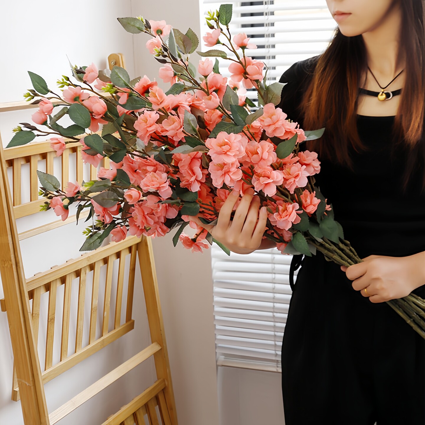 山茶花仿真花高档客厅摆设花束