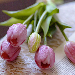 高档保湿手感郁金香仿真花假花摆设高级感逼真插花装饰拍照花束