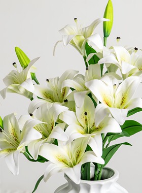 仿真花百合高枝装饰花客厅摆设