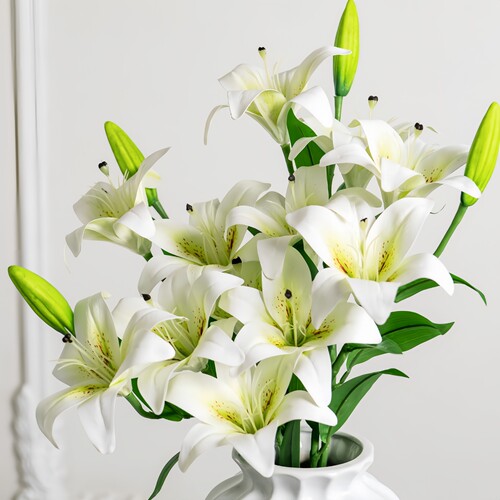 仿真花百合高枝装饰花客厅摆设