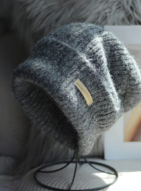 不化妆~出门素颜帽~早春时尚大头围男女通用大版毛线帽宽松针织帽