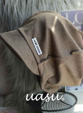 加大头围~男女秋冬季宽松带沿堆堆帽时尚拼缝设计针织帽保暖冷帽