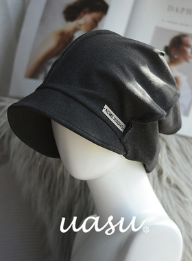 加大版~男女通用~秋冬大头围带沿堆堆帽时尚拼缝设计针织帽保暖帽