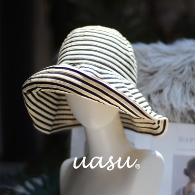 旅游出片条纹帽！优雅气质防晒帽
